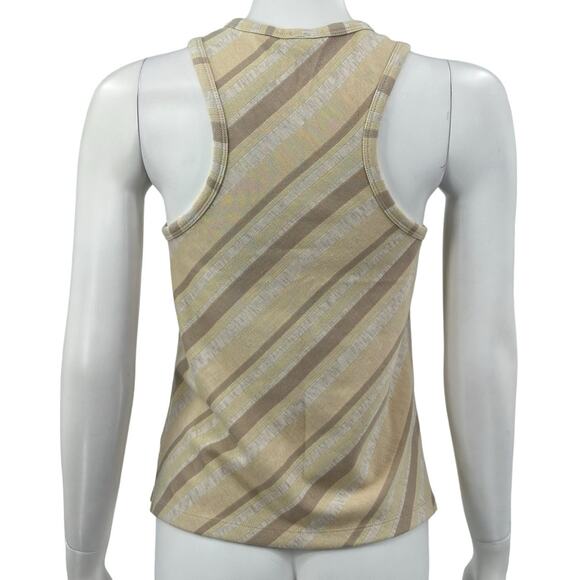 Free People Top Womens Small Sidelines Tank Ivory Stripe Racerback Summer Beach - Picture 5 of 8